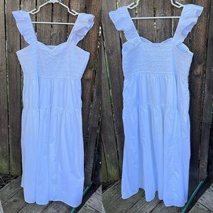 Abercrombie & Fitch White Ruffle Strap Smocked Midi Dress Sz XXLT